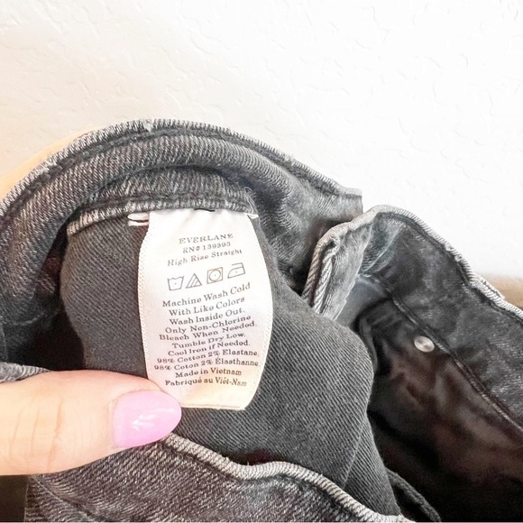 Everlane High Rise Straight Ankle Jeans Grey Distressed Stretch 24 - Picture 7 of 7